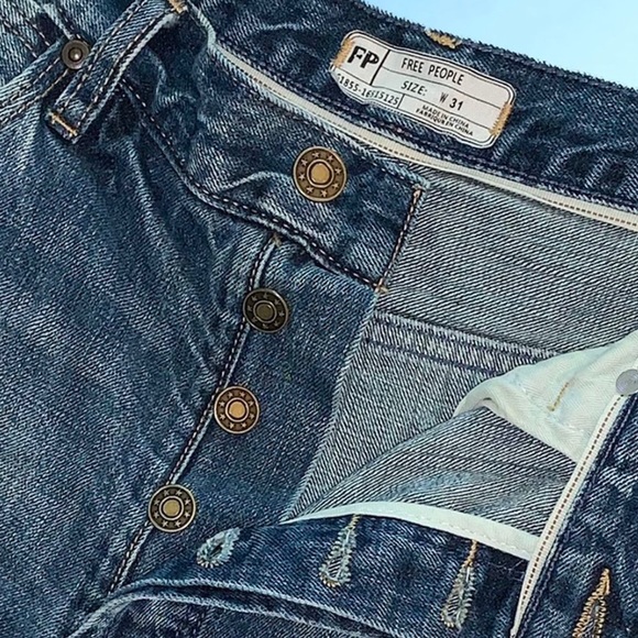 FP High Waist Frayed Denim Shorts - Picture 4 of 6